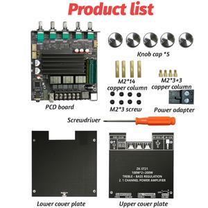 ZK-ST21 디지털 전력 증폭기 보드 100W100W200W 칩 2.1 채널 서브우퍼 Bluetooth 호환