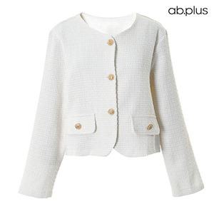 [ab.plus] 라운드넥 금장 버튼 포인트 트위드 자켓 (LSZ1MJ39A)
