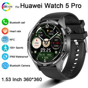 화웨이 Watch5 남자 Smartwatch 야외 스포츠 나침반 블루투스 통화 NFC 심박수 GPS 트랙 날씨 방수 스마트
