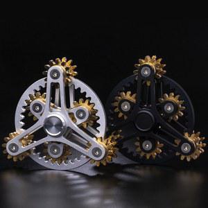 어린이 퍼즐 창의적 게임용 기어 연결 금속 피젯 스피너, 구리 EDC 핸드 스피너, 스트레스 방지 손가락 끝 자이로