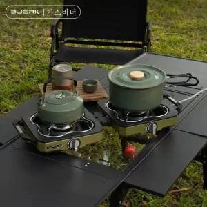 강염스토브 캠핑 버너 BUERK 스토브 더블 휴대용 화력 접이식 캠프 가스 야외 바베큐 요리 세트 피크닉