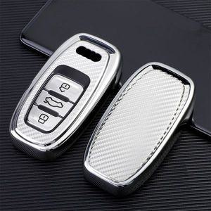 자동차 실내랩핑 카본 몰딩 소프트 TPU 원격 키케이스 커버 홀더 쉘 포브 아우디 A4 A1 A3 S4 B7 B8 A6 A5