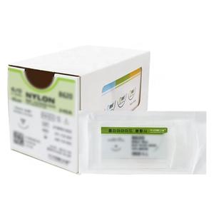 [우리메디칼] 블루나일론 4/0호 (니들19mm, 3/8 각침, 실길이 45cm) B430 - 수술용실/봉합사(24개입/BOX)
