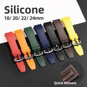 호환 세이코 5 튜나 사무라이 다이버 고무 시계 밴드 18-24mm 실리콘 시계 스트랩 22mm 20mm 18mm 퀵릴리즈