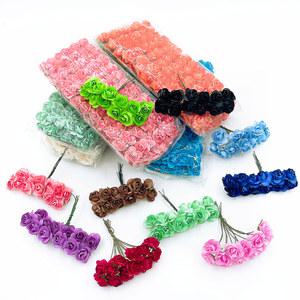 웨딩 파티 장식용 미니 종이 장미 조화 꽃다발, 스크랩북 DIY 공예, 꽃, 12 개, 36 개, 72 개, 2cm