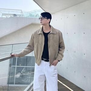 남자 스웨이드 자켓 절개 봄 크롭 숏 자켓