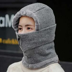 여성 지퍼 후드넥워머 방한 방풍 겨울 캐주얼 털모자-WFGLS4H
