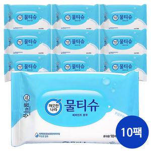 깨끗한나라 페퍼민트 휴대용 물티슈 10매 X 10팩 X 1개