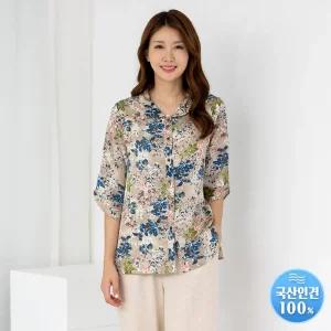 [모슬린]엄마옷 카라 인견 목화꽃 오픈 블라우스 BL505348 마담중년여성빅사이즈50대60대70대할머니옷여자