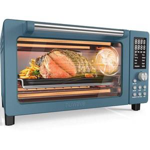 Nuwave Bravo Pro 스마트 에어프라이어 토스터 오븐 콤보, 컨벡션 조리대, 10-in-1 기능 및 더 빠르고 고른 바삭함 기술, 1800W, 50-450 F, PFAS 프리, 21QT, 코지 블루