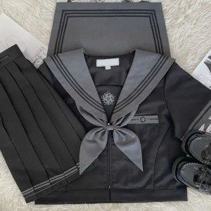 블랙 레트로 교복 유니폼 반팔 학생복 TC2