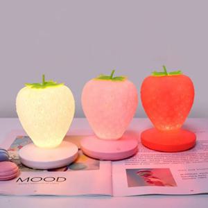 딸기 터치 센서 야간 조명 USB 충전 Led 침실 머리맡 램프 크리 에이 티브 실리콘 주변 조명 장식 조명 선물