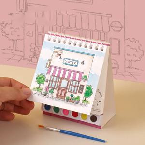 크리 에이 티브 코일 수직 수채화 그림 내장 페인트 색칠 그림책과 DIY 수채화 낙서 책