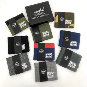 Herschel 지갑 남성용 세련된 캔버스 지갑 학생 동전 지갑 솔리드 컬러 머니 클립 크로스 보더 퓨어 컬러 미니 지갑