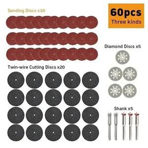 다이아몬드 커팅 블레이드 60pcs 샌딩 휠 목공 원형 톱 블레이드 금속 Dremel 미니 드릴 로타리 도구 액세서리