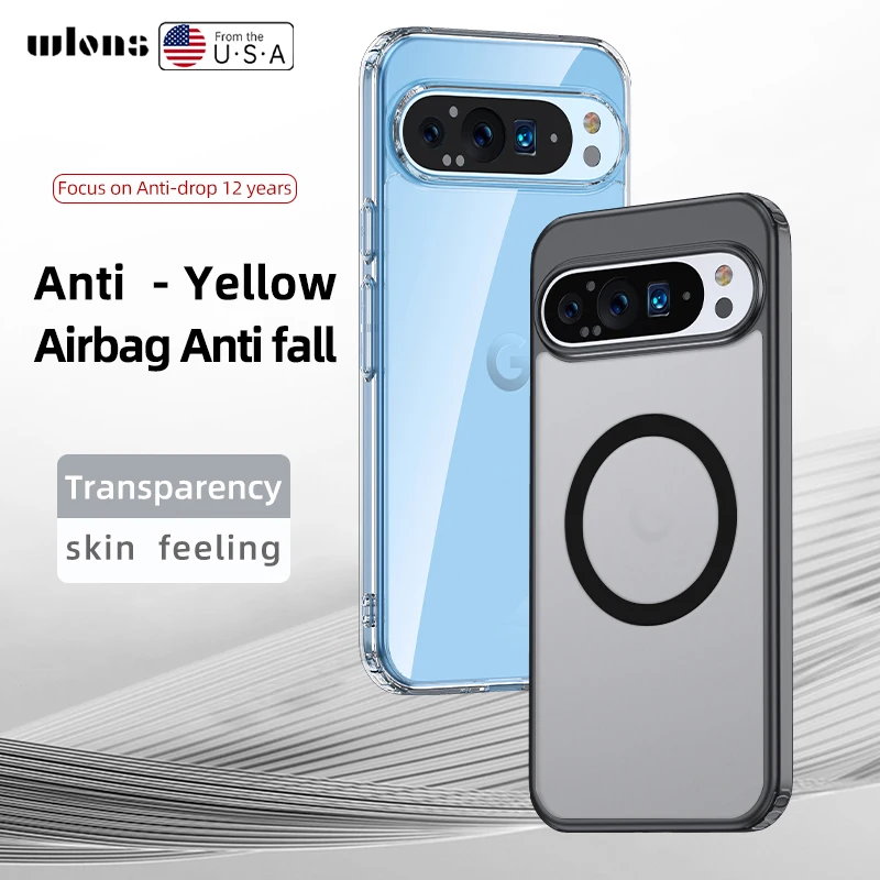 Google Pixel 9 Pro XL 8 7 Pro 8a 7a Magsafe 케이스 매트 화이트 & 클리어 무선 충전 충격 방지 자기 갑옷 커버