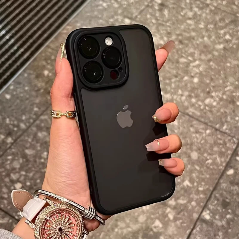 iPhone 16 15 14 13 12 11 Pro Max Plus 16Pro 15Pro ProMax 지문 방지 충격 커버 용 고급 무광택 충격 방지 갑옷 케이스
