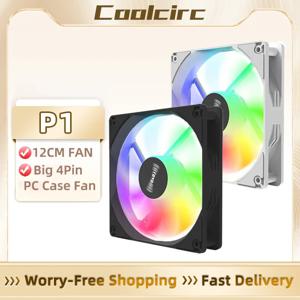 COOLCIRC P1 CPU 케이스 팬 120x120x25mm 12V 자동 PC 쿨러 RGB 팬 컴퓨터 케이스 공기 냉각