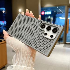 삼성 Galaxy S25 S24 S23 S22Ultra Plus 냉각 통기성 무선 충전 커버 용 Magsafe 마그네틱 케이스 용 방열