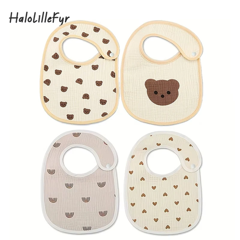 2pcs 신생아 아기 면화 거즈 Bibs 방수 유아 소년 소녀 Burp Cloths 인쇄 스카프 유아 타액 수건 먹이 물건