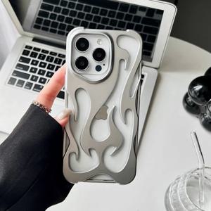 새로운 3D 불꽃 패턴 중공 슬림 전화 케이스 iPhone 16 15 14 13 12 11 Pro Max 16E 15 14 16 Plus 충격 방지 보호 커버