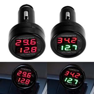 디지털 자동차 전압계 온도계, 담배 라이터 스타일, 2 in 1 배터리 모니터, 전압 온도계, 12V, 24V