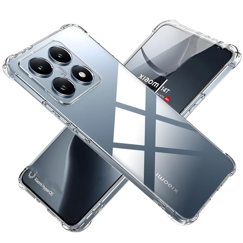Xiaomi 14T Pro 보호 커버 용 4 코너 충격 방지 TPU 케이스 Xiaomi 14 13 Lite 13T Transparent Capa Fundas Coque