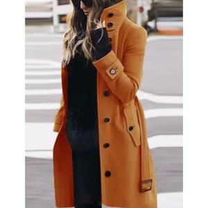 여성 코트 겉옷 가을 겨울 따뜻한 여성 자켓 싱글 브레스트 턴 다운 칼라 싱글 브레스트 여성 의류 New