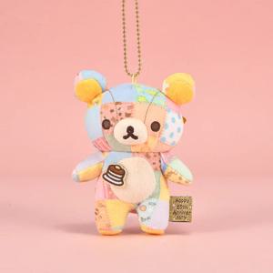 15cm San-X Rilakkuma Kawaii 플러시 키 체인 귀여운 패치 워크 팬더 미니 인형 선물 Kawaii Japan 공식 라이센스