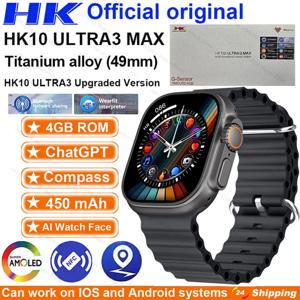 새로운 HK10 ULTRA 3 MAX Smartwatch 2025 49mm HD AMOLED 4G ROM 블루투스 네트워크 통화 로봇 시계 NFC 나침반 스마트 시계 남성 여성
