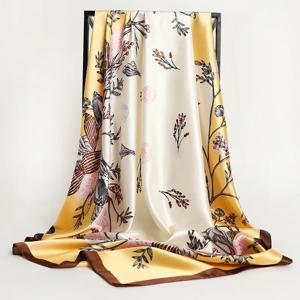 여성 실크 스퀘어 스카프 레이디 반다나 헤드 랩 목도리 새틴 풀라 여성 대형 Hijab Neckerchief 스카프 Pashmina 2021 머리띠