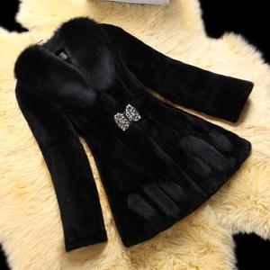 여성을위한 검은 겨울 모피 코트 새로운 outwears 최고 품질의 중간 길이 모조 밍크 모피 자켓 가짜 모피 윈드 브레이커 오버 코트