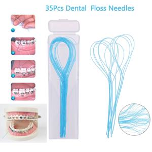 35Pcs 치실 스레더 바늘 치아 브래킷 치열 교정 다리 사이의 와이어 홀더 견인 교정기