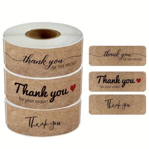 120pcs/롤 크래프트 종이 감사합니다 스티커 DIY 선물 포장 장식 맞춤 선물 및 비즈니스 라벨