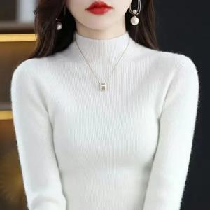 솔리드 하프 터틀넥 니트 스웨터 여성 가을 ​​겨울 한국 긴 소매 풀오버 패션 모든 경기 두꺼운 따뜻한 슬림 점퍼 새로운
