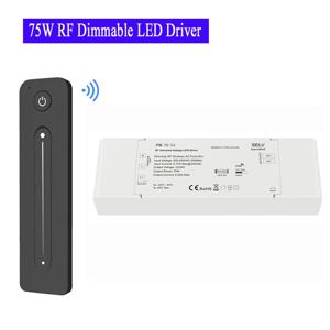 75W 디밍 가능 LED 드라이버 페이드 모드 DC 12V 24V 정전압 공급 전원(AC 푸시 디밍 포함) RF 2.4G 원격 제어 디밍