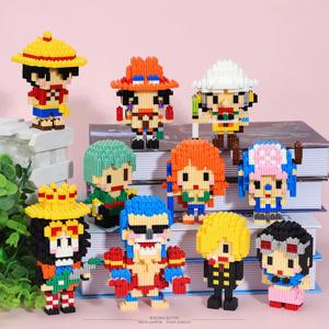원피스 연결 빌딩 블록 Luffy Chopper 나미 Sanji Zoro Usopp Ace Franky Brook Robi 다이아몬드 벽돌 그림 장난감 어린이를위한