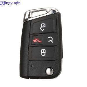 Jingyuqin 4 버튼 Flid 접이식 자동차 키 Fob 쉘 VW 폴로 2016 2017 골프 7 MK7 Skoda Octavia Combi A7 케이스 빈