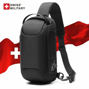 스위스 군사 뜨거운 방수 캐주얼 가슴 가방 남자 다기능 도난 방지 USB 충전 남자 Crossbody 가방 여행 가슴 가방 팩
