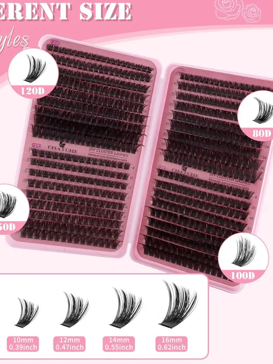 MJ 640pcs 30D/40D/50D/60D 개별 속눈썹 책 클러스터 확장 가짜 속눈썹 DIY 집에서 클러스터 속눈썹 확장 메이크업