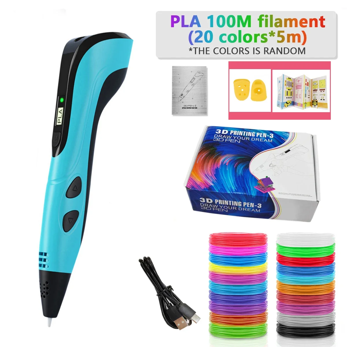 2022 새로운 3D 인쇄 펜 어린이를위한 3d 펜 세트 Chidren 어린이 생일 크리스마스 크리 에이 티브 DIY 선물 PLA 필라멘트와 LCD 디스플레이
