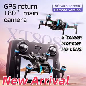 XT808 Pro MAX GPS 드론 전문 720P HD 라이트 플로우 카메라 공중 5G 브러시 장애물 방지 대형 스크린 Mavic 미니 드론