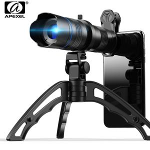 APEXEL HD 메탈 20-40 배 줌 망원경 렌즈 단안 휴대폰 카메라 렌즈 및 미니 삼각대, 삼성 아이폰 모든 스마트폰용