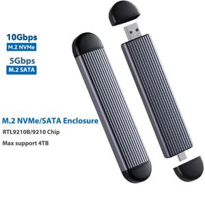 M2 SSD 케이스 NVMe SATA 듀얼 프로토콜, M.2 to USB A 타입 C 3.2 Gen 2 휴대용 SATA NVMe 외부 인클로저 SSD 박스, 10Gbps 5Gbps