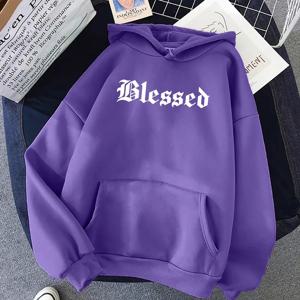 축복받은 창의력 인쇄 후드 여성 스트리트 스타일 힙합 Hoody 가을 느슨한 양털 의류 편안한 풀오버 스웨터