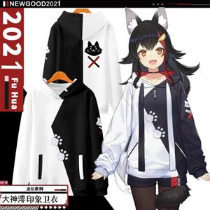 2024 New VTuber Ookami Mio 코스프레 까마귀 애니메이션 3D 인쇄 남성/여성 가을 후드 티 스웨터 긴 소매 Pollovers 자켓