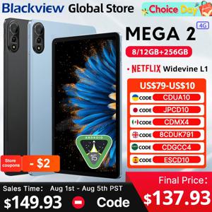 Blackview MEGA 2 태블릿 12인치 2K 디스플레이 Widevine L1 24GB(8+16) Android 15 256GB 9000mAh AI 메인 카메라 패드 PC
