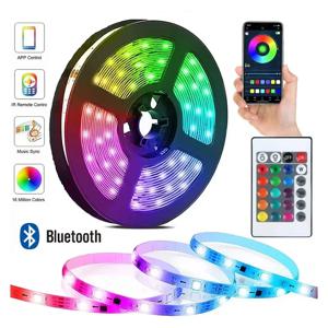 5V RGB LED 스트립 조명 스마트 블루투스 24Key 원격 유연한 다이오드 램프 테이프 SMD 5050 30LED/M 룸 홈 장식 TV 백라이트