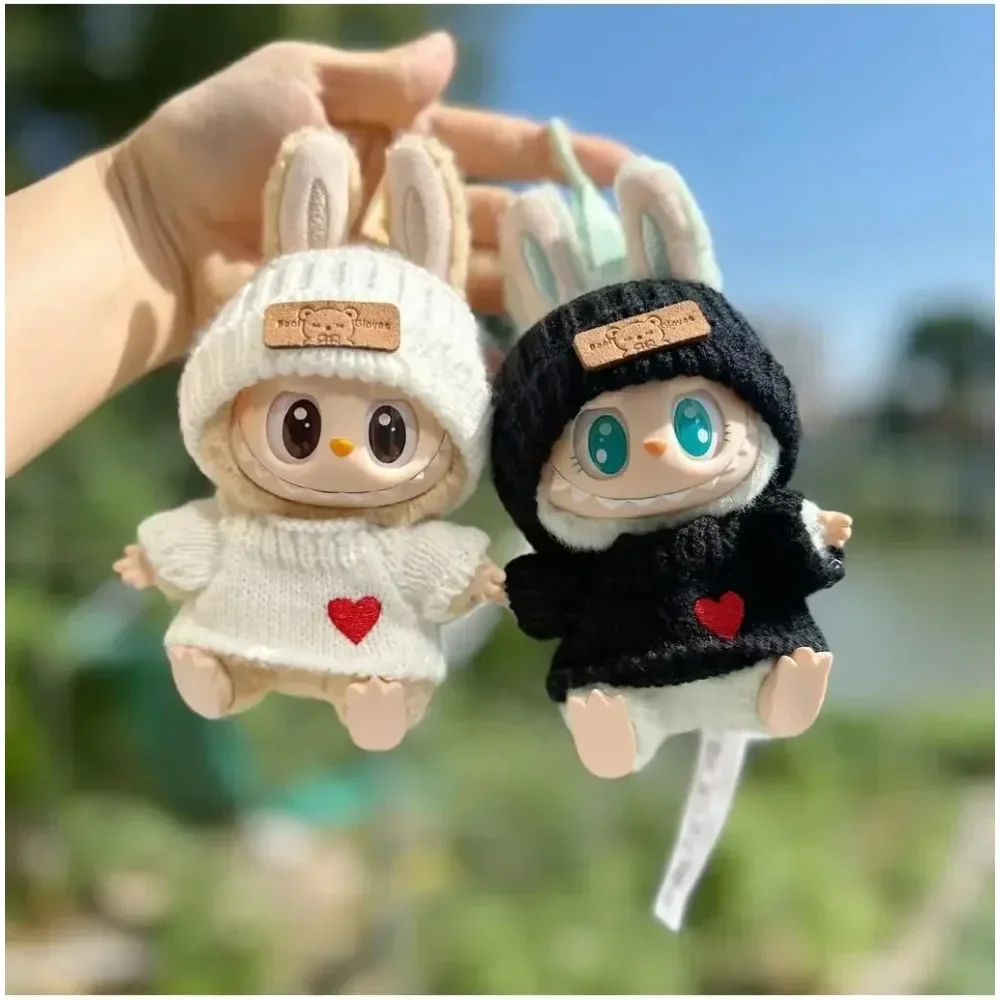 17cm 라부부 인형 의상, 라부부 옷, 라부부 액세서리 가방 모자, 고급 장난감, 미니 새 옷, 스웨터, 봉제 인형 상의 세트, 귀여운