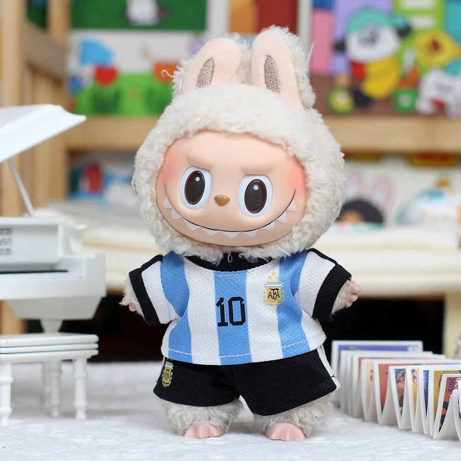 17cm 라부부 축구공 사이즈 10 의류 V1V2 V3 라부부 인형 사이즈 7 비닐 펜던트 인형 의류 DIY 스포츠웨어 남자아이 선물 장난감